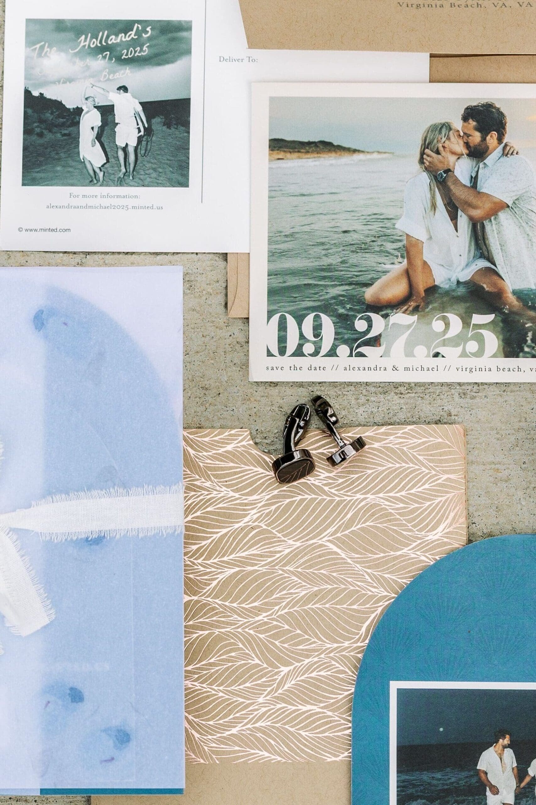 The flat lay details for Michael and Alexandra. 
