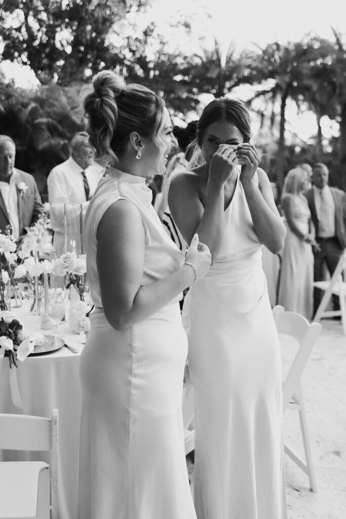 Matron of honor crying during a speach